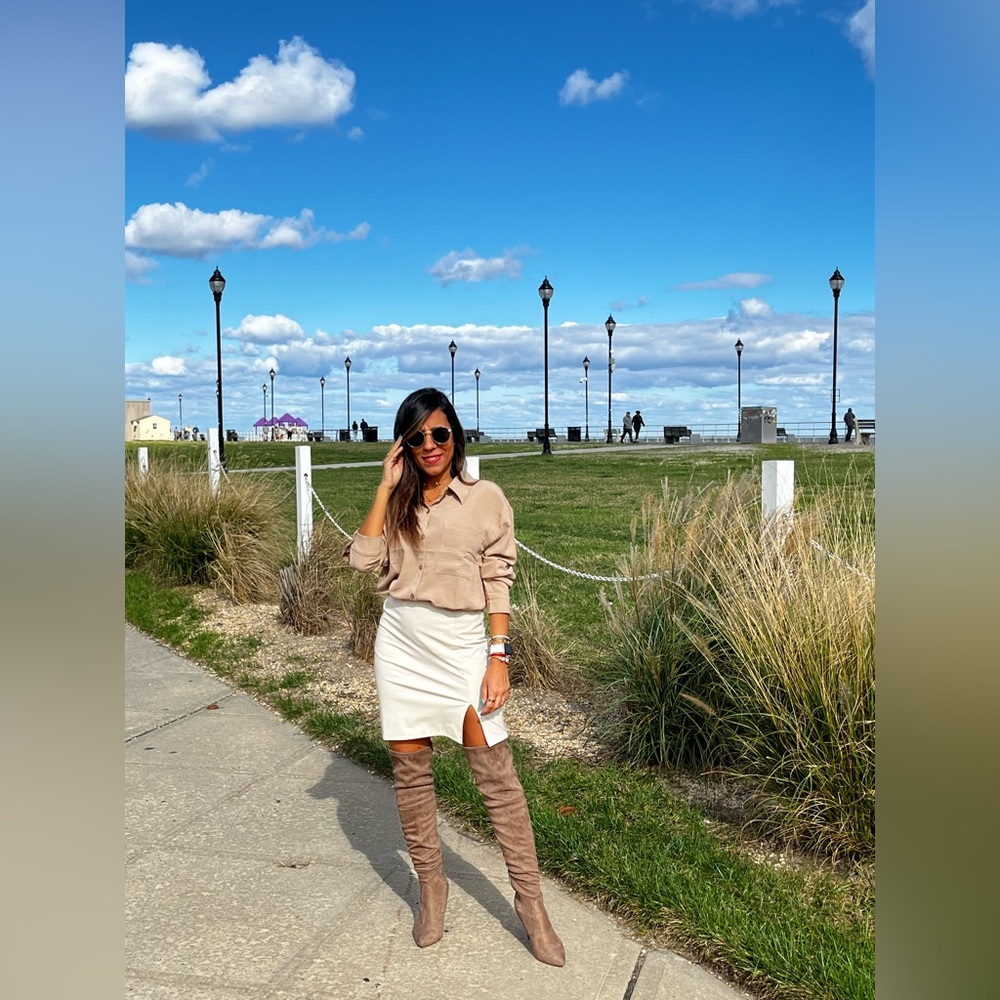 Faux Leather Skirt Ivory